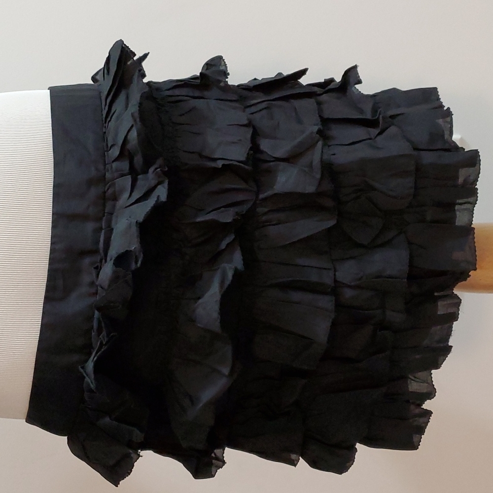 Mini - DKNY Jeans ruffle black cotton zip up mini skirt